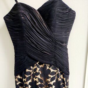 Jovani Long Dress Gown Size 10 Black Lace w/Nude Overlay Silk Evening w/Bolero
